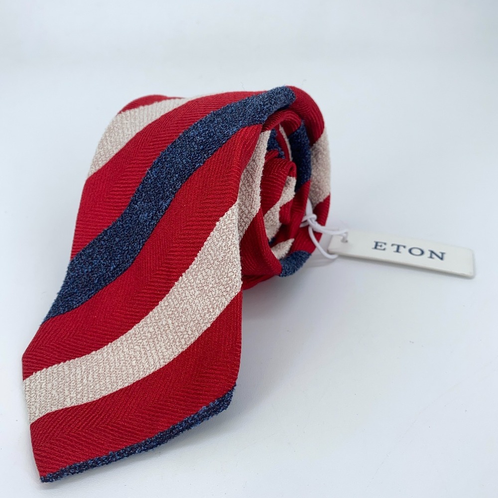 Eton Tie Mens One Size Colorful Striped Silk Classic Fit Necktie‎ Italy Made NWT